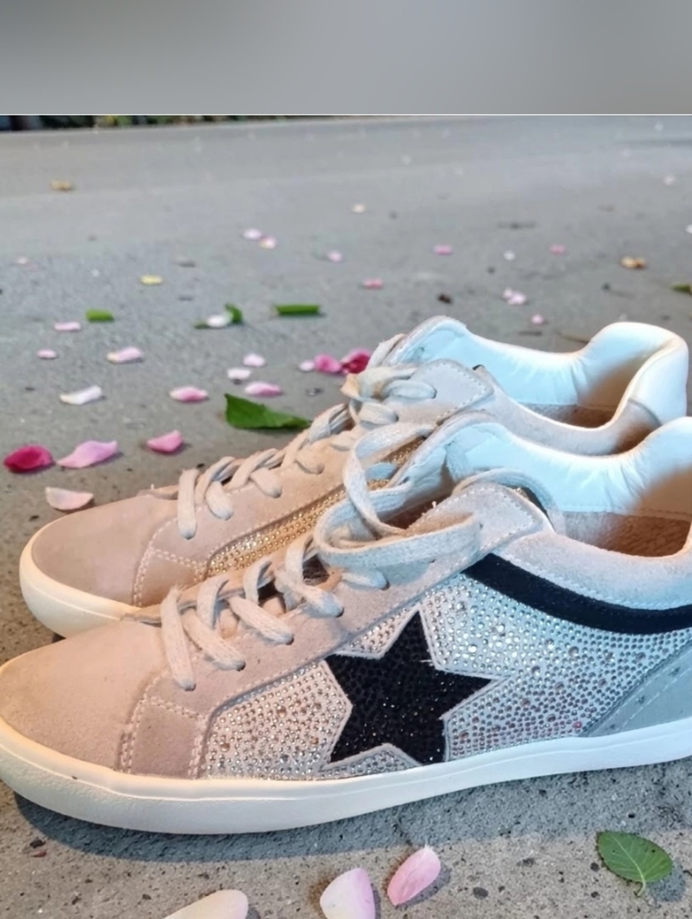 Vintage Havana Light Gray Suede Sneakers with Black Star